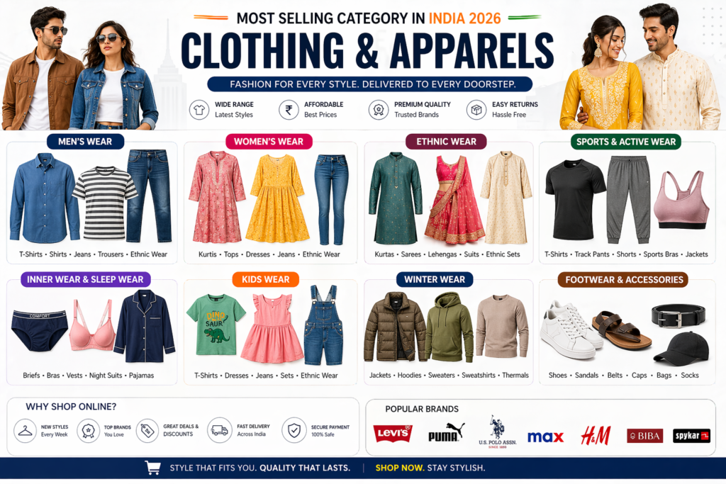 clothing and apparel most selling category in India 2026 mens womens ethnic wear ecommerce