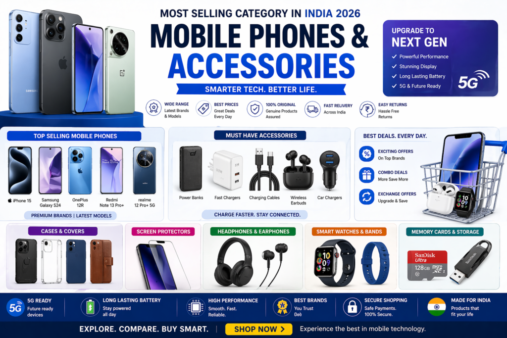 mobile phones and accessories most selling products in India 2026 ecommerce electronics category