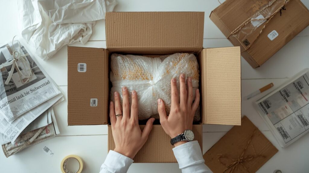 how to pack courier parcel properly in India with bubble wrap and box